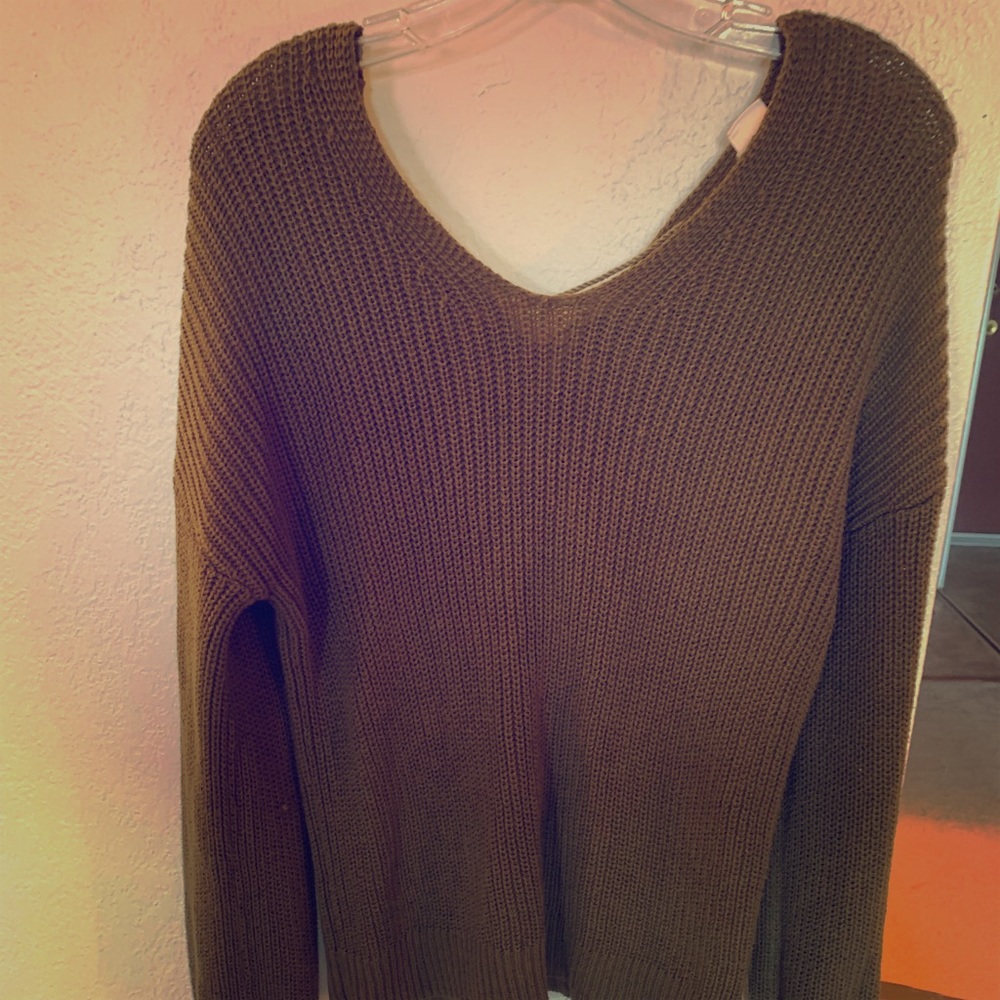 Boho Green Sweater with tie back